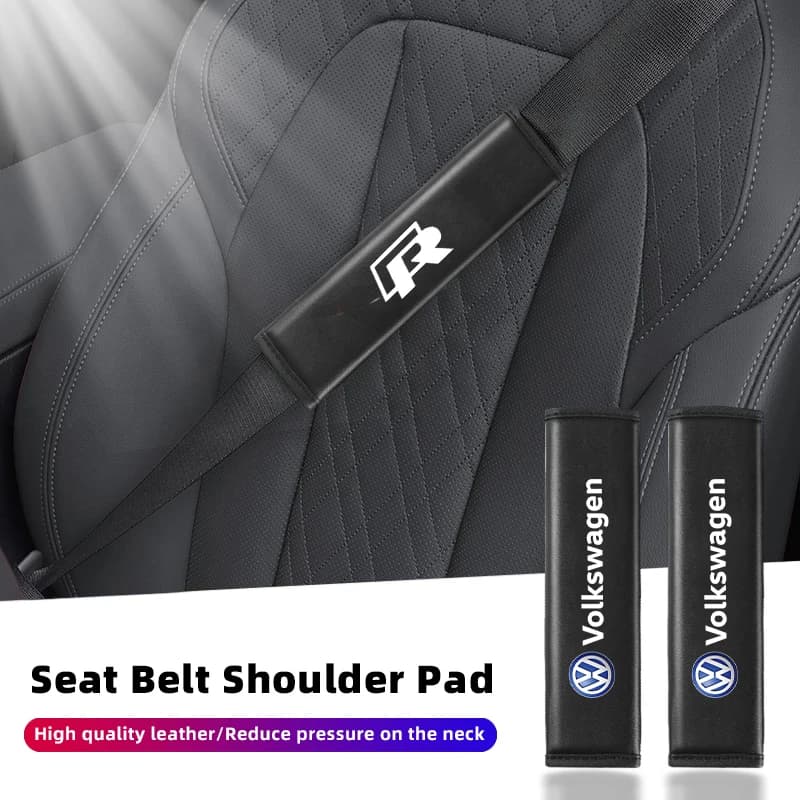 2 pcs safety belt leather strap for car safety belt protect cover for VW GTI Polo Golf Passat Tiguan Arteon Touareg CC Taigo Caddy