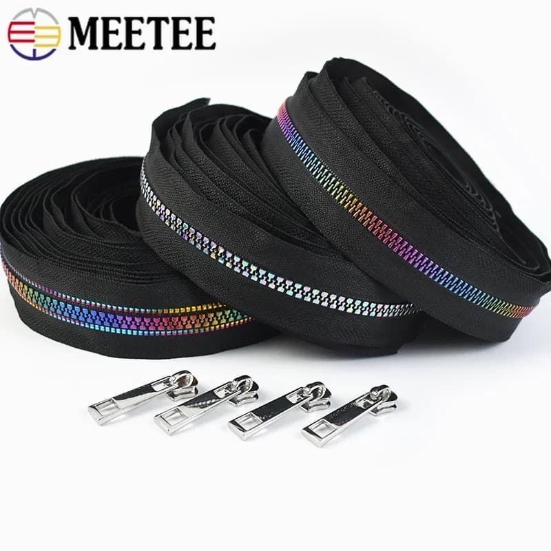 2/5/10M Meetee 5 # nastro con cerniera in resina con teste di cerniere sacchetti per denti arcobaleno Kit di riparazione per cerniere tascabili per indumenti accessori per cucire fai da te
