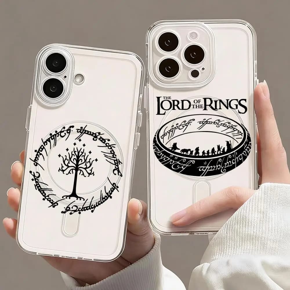 Cover Magnetica Trasparente L-Lord Of The R-Rings per iPhone 17 16 15 14 13 12 Pro Max Plus, Custodia Sottile Wireless