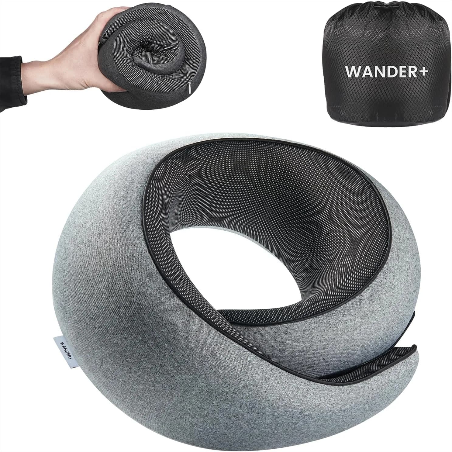 Cuscino da Viaggio per il Collo con Memory Foam, Supporto Ergonomico a 360 Gradi per Aereo e Treno, Fodera Traspirante