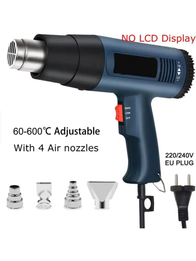 Pistola Termica Professionale 2000W con Temperatura Regolabile, 4 Ugelli per Stripping Vernice Fai-da-te, Termoretrazione PVC, Uso Domestico ad Aria Calda