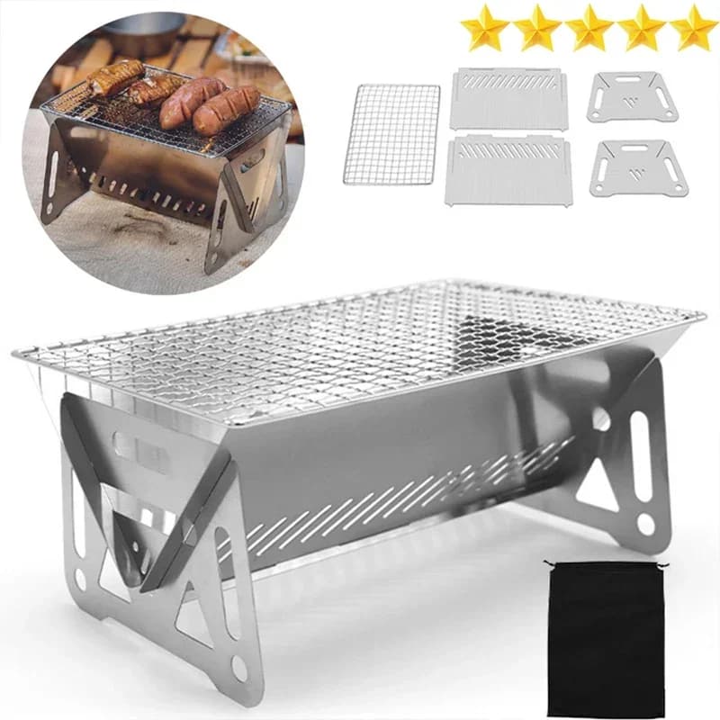 Barbecue grill Multifunction Camping, Grill Network BBQ, Stainless Steel Wood Stove
