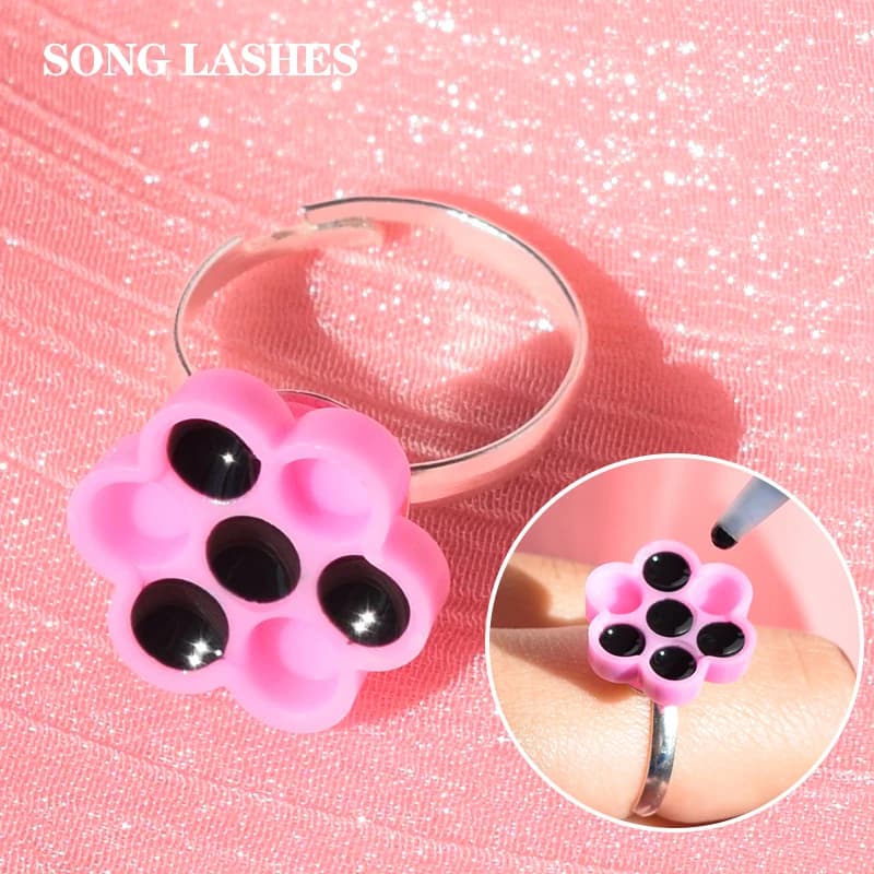 Song Lash Plum Beauty Tazza per estensione ciglia Tazza per ritardo rosa Dip Colla Porta anello Innesto Set di strumenti per trucco ciglia Gruppo