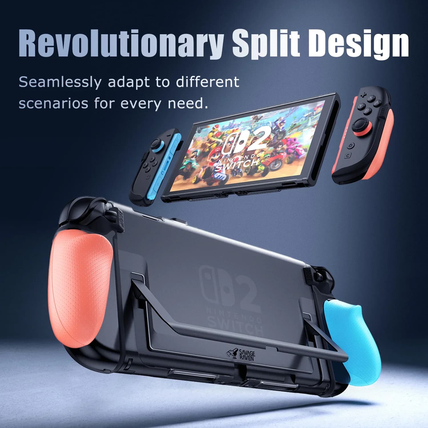 Savage Raven di Skull & Co. FissionGrip: Custodia Protettiva Divisibile Rivoluzionaria per Nintendo Switch 2 (NS2) - Accessori per Videogiochi