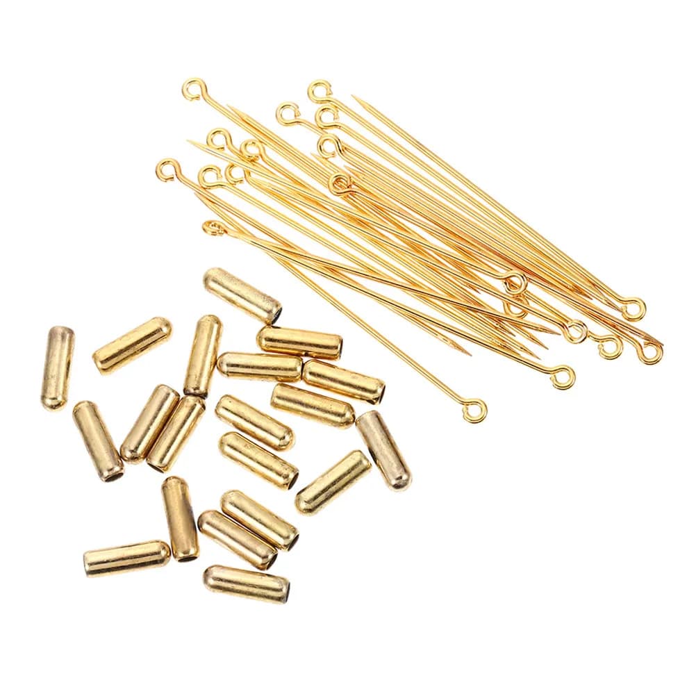 30 Pezzi di Perni Base per Spille in Rame, Lunghi 70 mm, con Occhiello e Tappi, per Creazione Gioielli Fai da Te, Cappelli, Sciarpe e Accessori per Risvolto