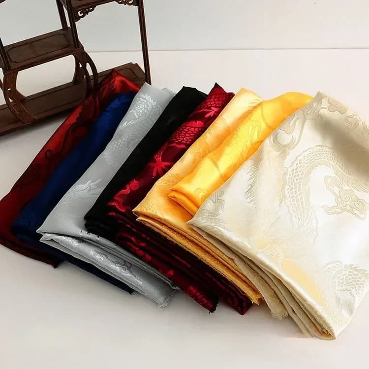 Jacquard fabric in satin per meter for Hanfu clothes sewn solid color Chinese style dragon cloud pattern soft breathable draped fabric