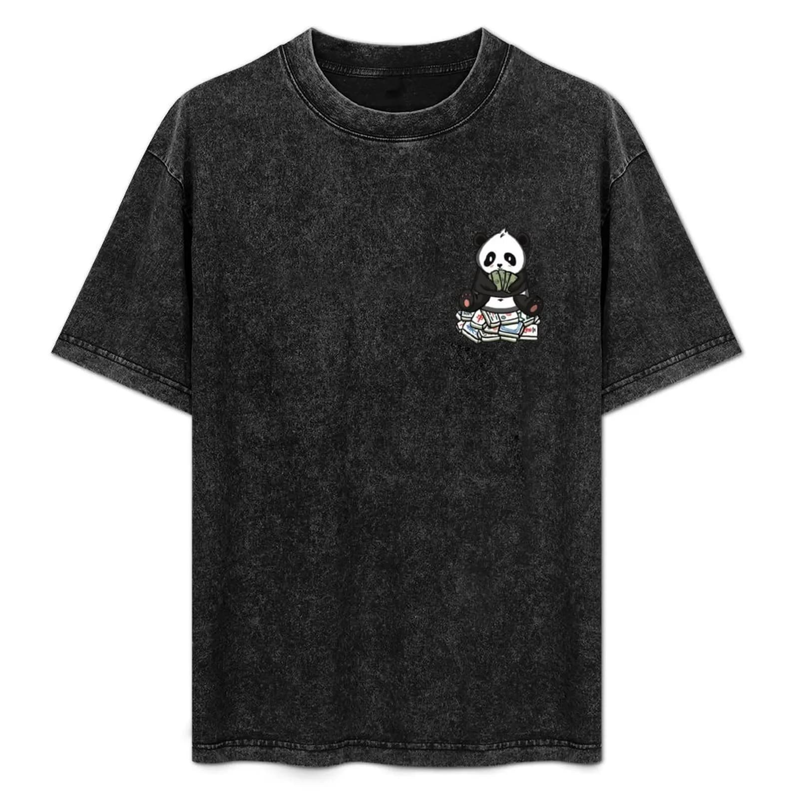 panda sitting on mahjong tiles T-Shirt Plus Size Lightweight Top