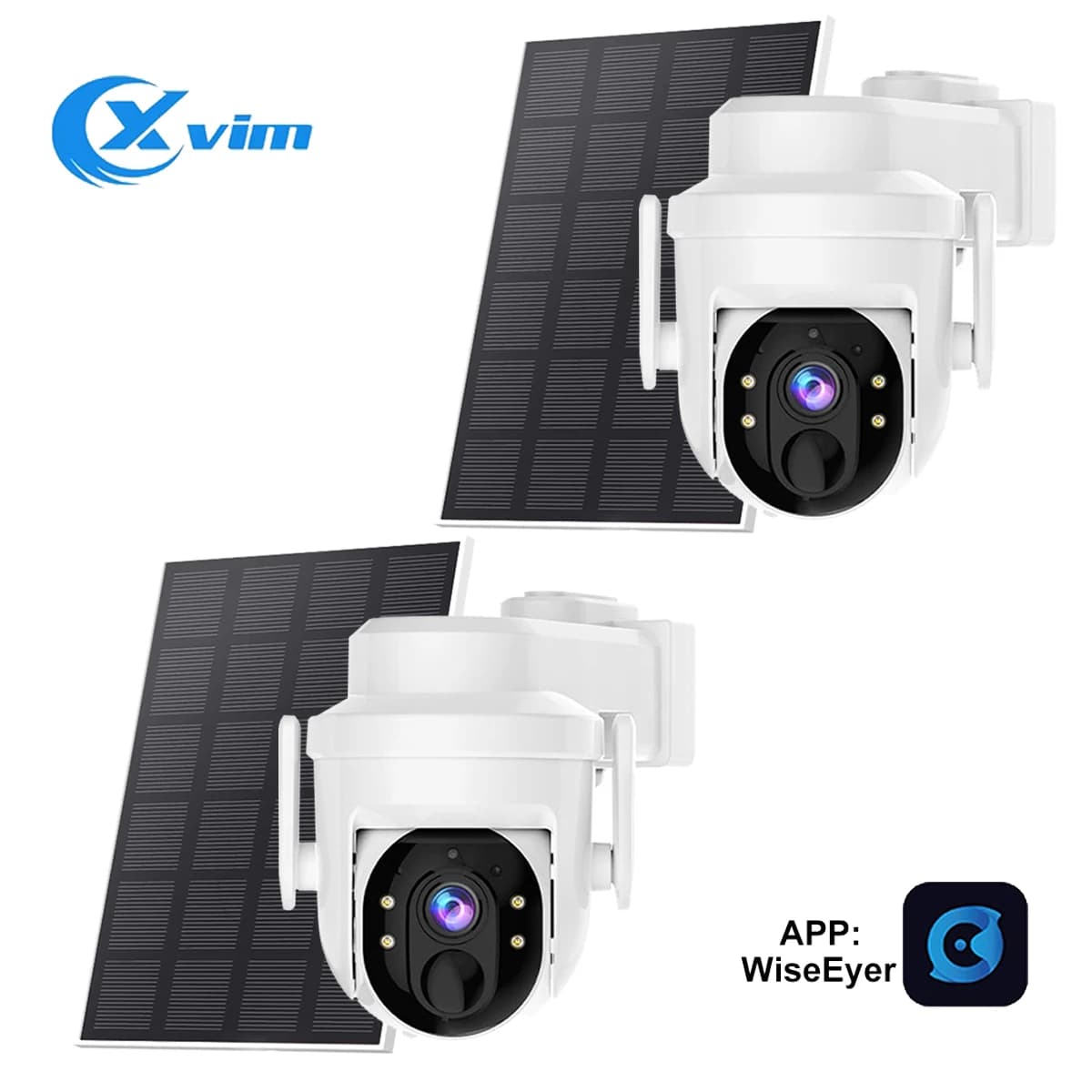 2 Telecamere Solari WIFI con Batteria Ricaricabile, 4MP, per Esterni, Visione Notturna, Sicurezza Domestica