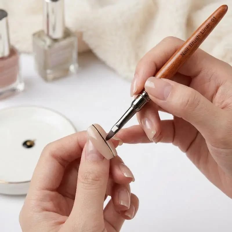 Pennello per Nail Art, Pennello Dettaglio con Manico in Legno, Penna per Disegno e Pittura, Penna per Gel UV, Penna per Intaglio, Strumento per Manicure