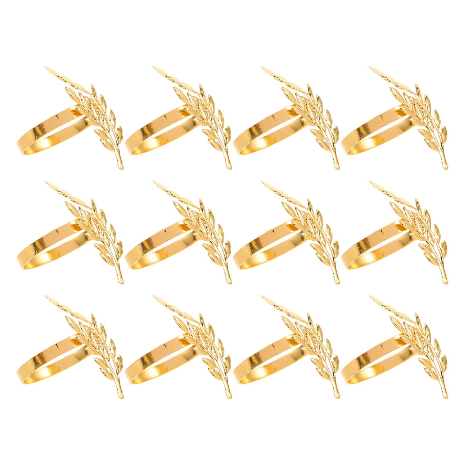 12Pcs Metal Wheat Napkin Rings Stylish Dinner Napkin Holder Serviette Buckle for Banquet Holiday Farmhouse Table Decor Ring Set