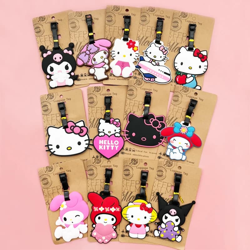 Etichetta per bagagli Hello Kitty Etichetta per bagagli carina Kuromi Valigia per cartoni animati ID Indirizzo Titolare Bagagli Imbarco portatile