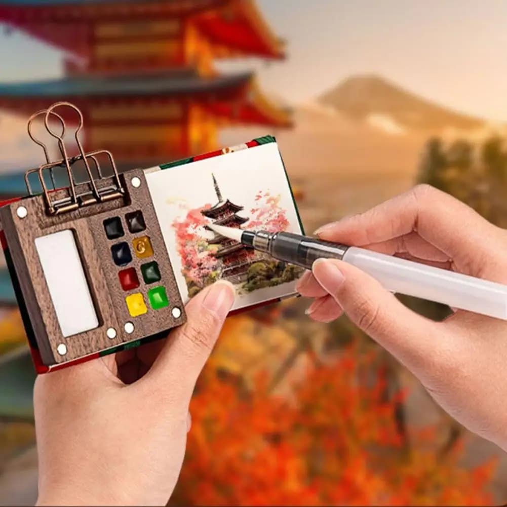 Watercolor Palette Watercolor Sketchbook Paintbox With Clip Outdoor Painting Travel Paint Palette Color Palette Watercolor Set