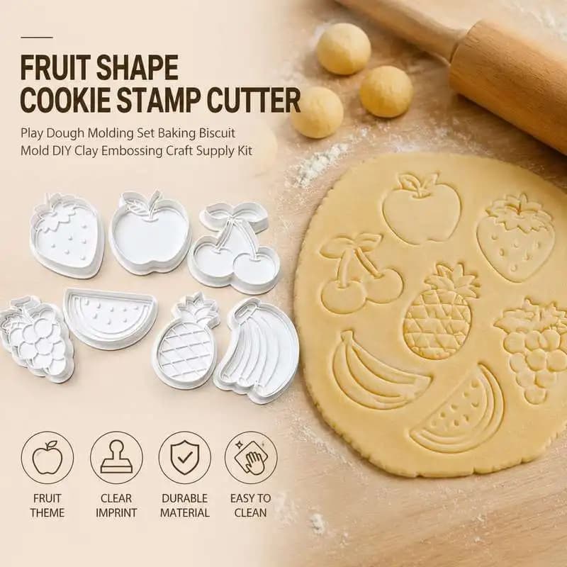 Fruit Stamp Pottery and Cookie Mold Play Dough Set Multi Shape Stamping Tool for Handcraft Making
