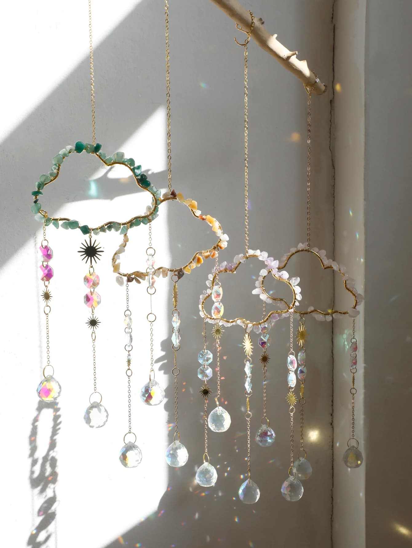 Cloud Suncatcher Wall Hanging Crystal Wind Chime Rainbow Maker Light Catcher Art Decor Car Accessories Christmas Tree Home Decor