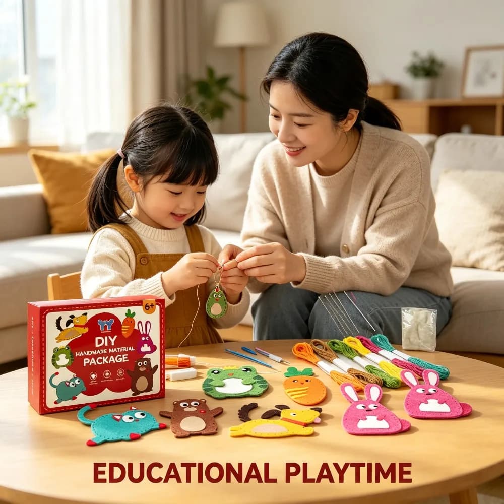 Kit di cucito in feltro per bambini, set di artigianato fai-da-te in tessuto non tessuto, giocattolo educativo per cucire in sicurezza, migliora la concentrazione, creazione creativa