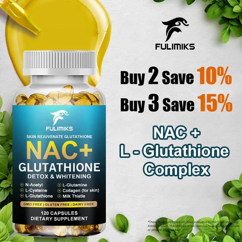 Integratore FULIMIKS NAC + Glutatione, con Vitamina C, Supporta la Disintossicazione del Fegato, Antiossidante, Salute della Pelle e Protezione Cellulare