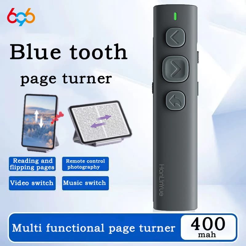 Mini telecomando Bluetooth per girare pagine, passare tra video e musica, scattare foto per e-reader, cellulari e tablet.