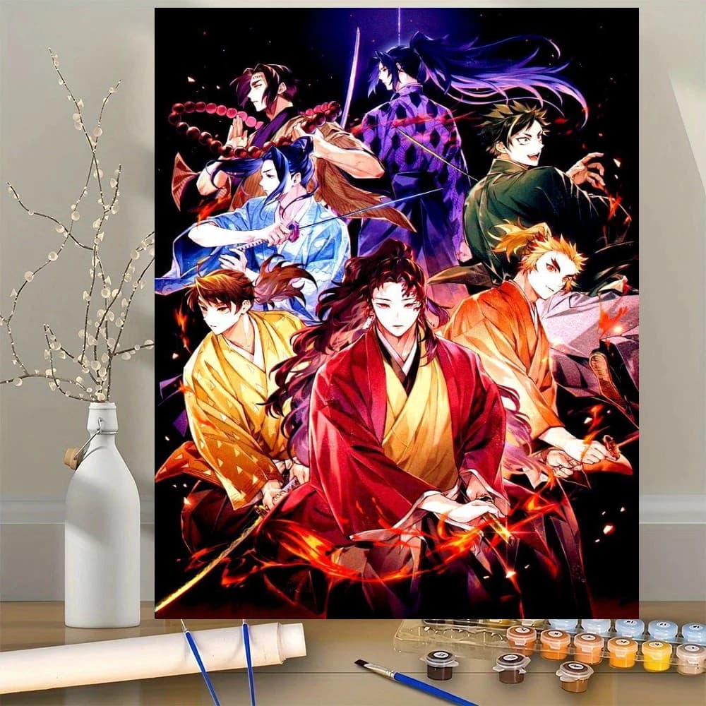 Acrylic Paint By Numbers Demon Slayer Painting By Numbers on Canvas Coloring By Number for Adults Paint Digital Art