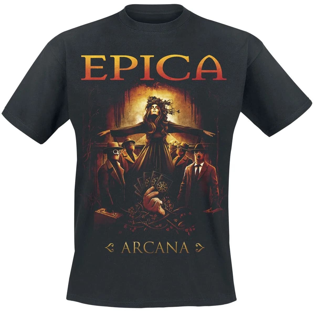 T-shirt in cotone con stampa tarocchi Epica Arcana, stile streetwear Symphonic Metal, unisex, girocollo, manica corta
