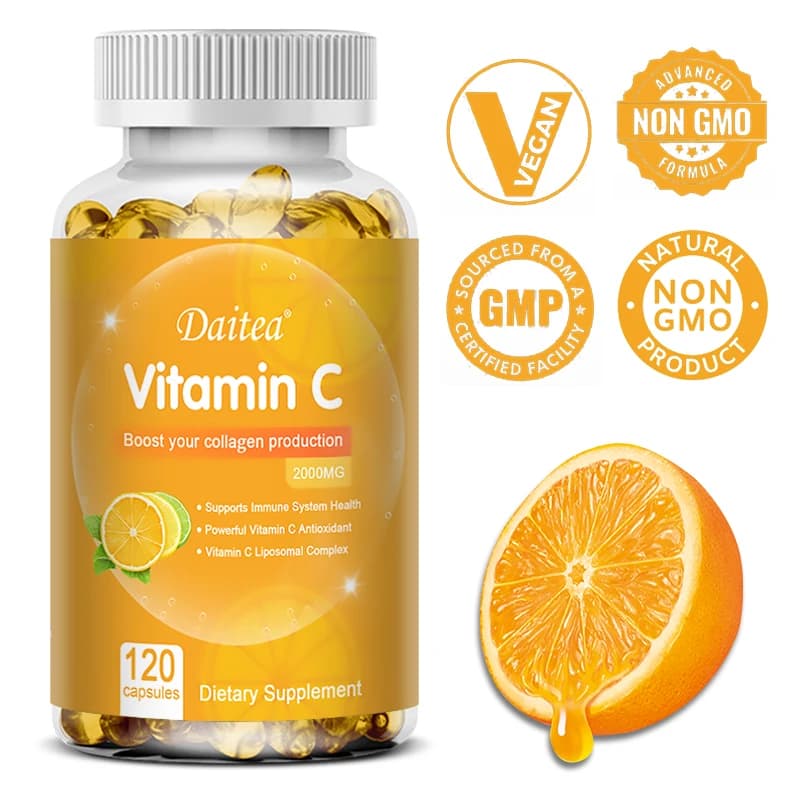 Vitamin C Capsules - 2000 mg, promotes collagen production, support skin and immune health, powerful antioxidant, 120 capsules