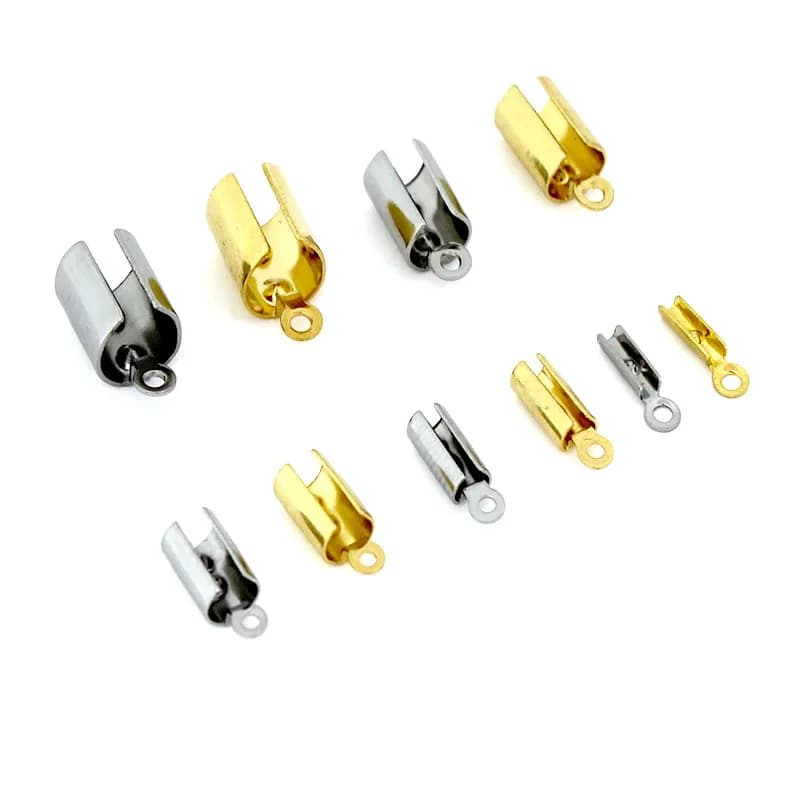 30-50 pcs Stainless Steel Crimp End Chain Firing Connectors Cable Corda Pins Bracelet Creation of Jewels FAI Supplies