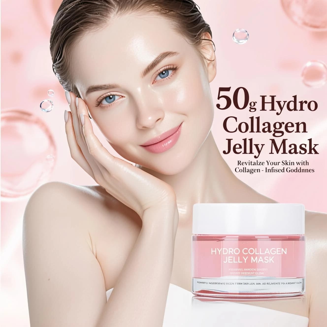 Maschera gelatina idrocolagene 50 ml - Maschera per dormire al collagene idrolizzato e acido ialuronico per viso, idratazione notturna, rassodante