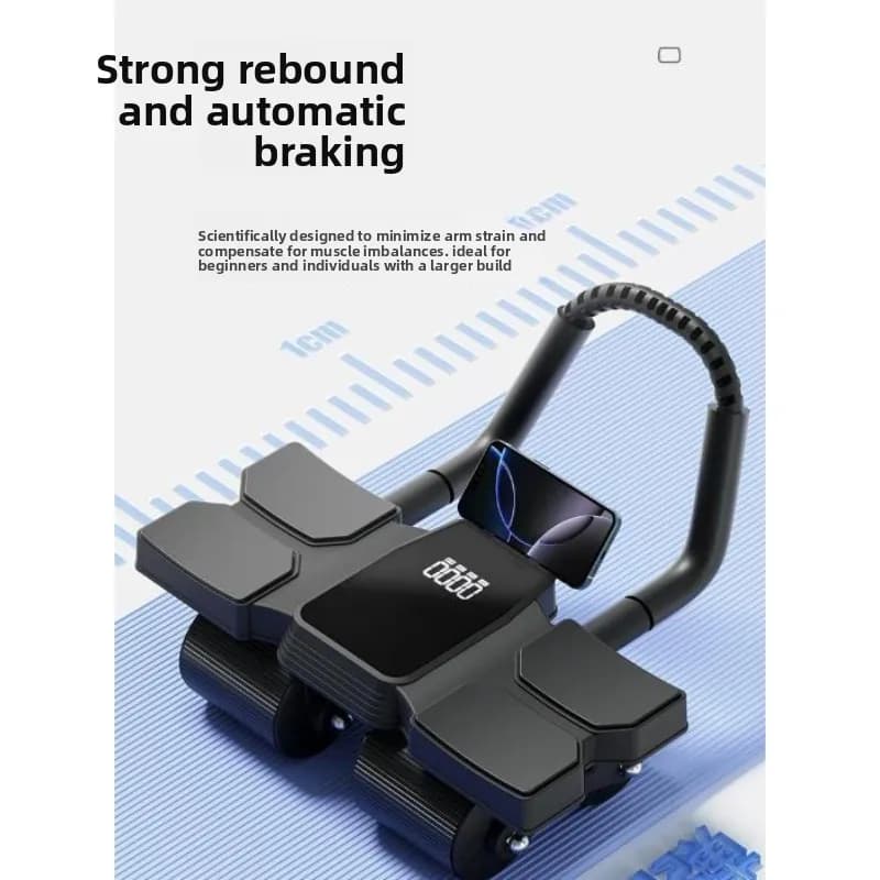 4-Wheel Auto Rebound Ab Roller with Intelligent Counting, Portable Home Abdominal Trainer for Calorie Burning，Body Building