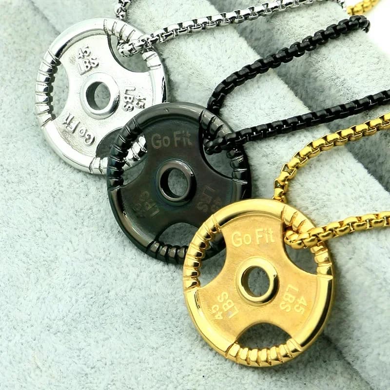 Titanium Steel Men's Necklace with Handlebar and Flying Pendant, Hip Hop style, for fitness and sport, fashionable jewelry
