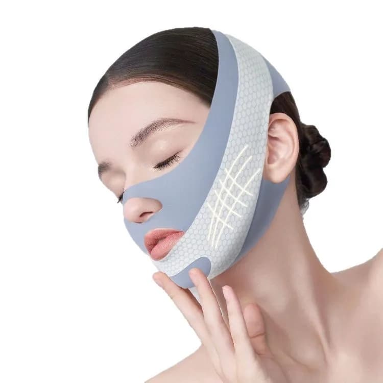 Maschera viso a V piccola, per sollevare e rassodare il doppio mento, benda viso a V, per dormire, delicata sulla pelle, traspirante e leggera