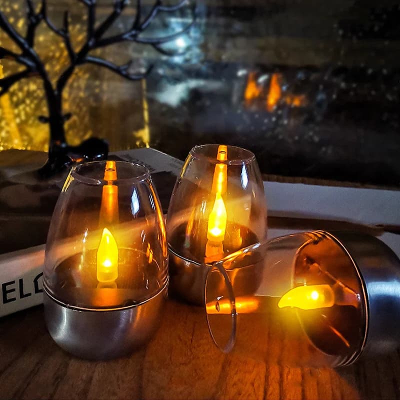 Candele senza fiamma ad energia solare Luci notturne a LED impermeabili per esterni per la decorazione della festa nuziale da giardino Lampada per atmosfera natalizia