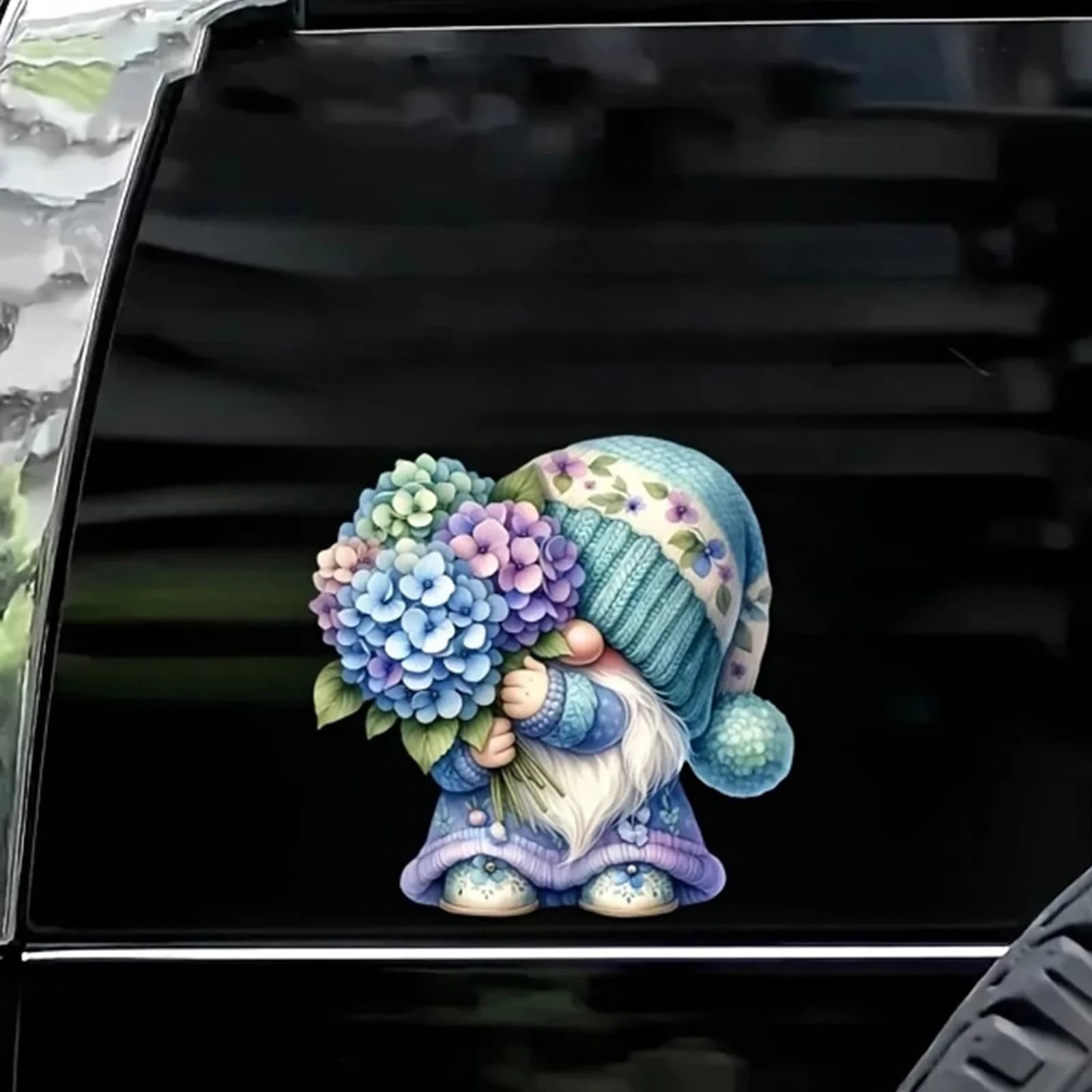 Adesivi per auto con gnomi e fiori, decorazione autoadesiva in vinile antigraffio per auto, laptop, moto, furgone, camper