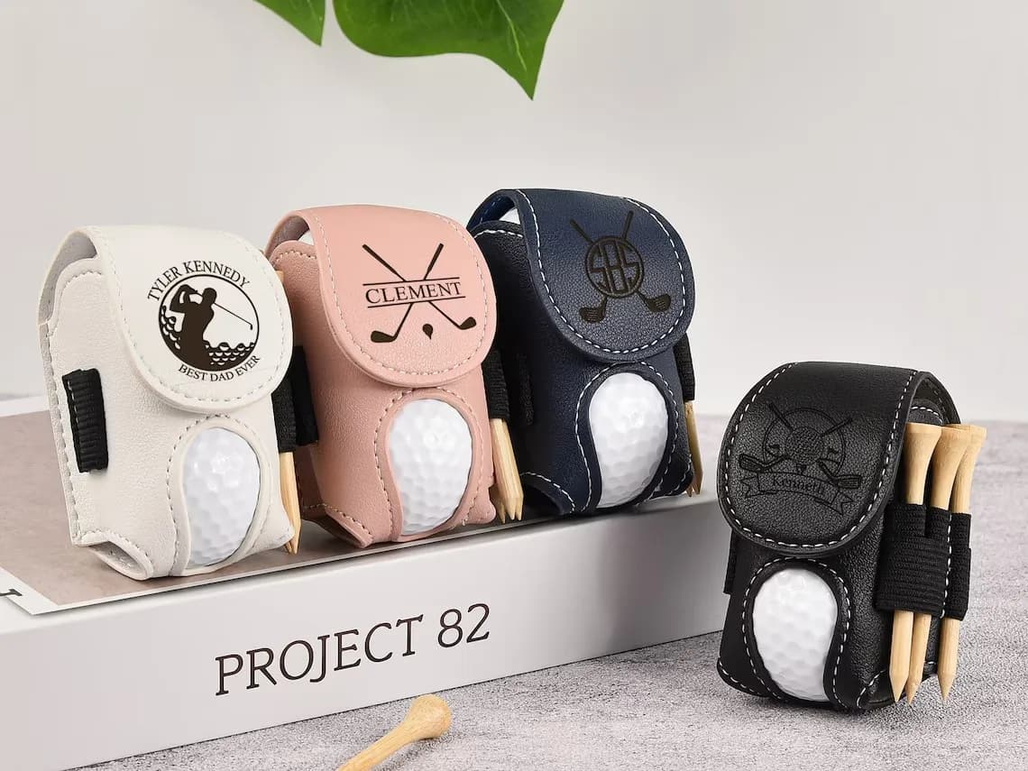 Regali di compleanno personalizzati per uomo Borsa per palline da golf, porta magliette, mini porta palline da golf, borsa da viaggio da golf in pelle, ottimi regali da golf