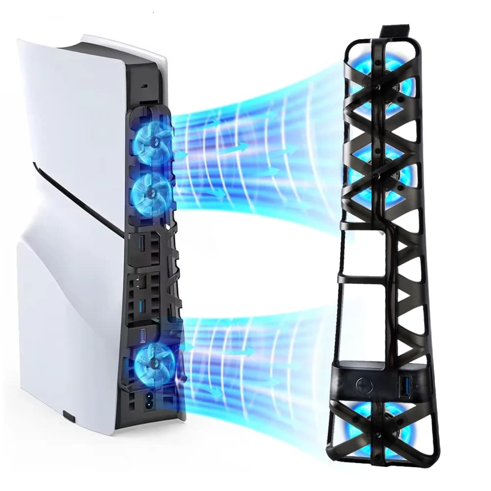 Ventola di raffreddamento con luce LED per disco sottile Playstation 5 edizioni digitali Base di raffreddamento del sistema di raffreddamento per accessori PS5 Slim