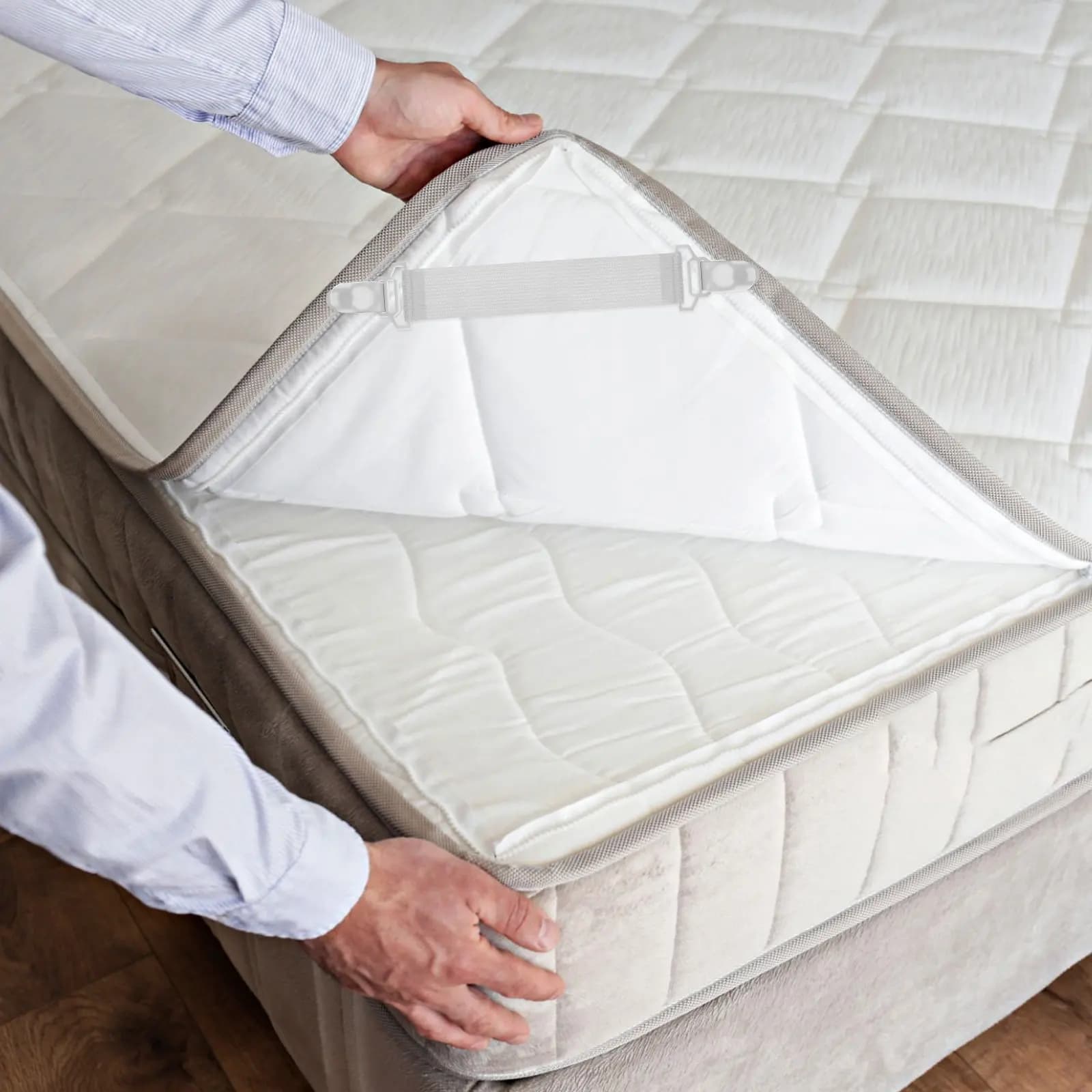 Fermagli per lenzuola elastici con clip in plastica robuste e ganci in gomma per fissare la biancheria da letto, per un materasso senza pieghe