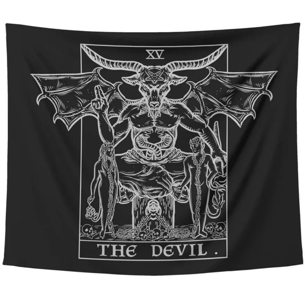 Il diavolo Tarocchi Carta Arazzo Baphomet Appeso a parete Decorazione da parete satanica Stregoneria Decorazioni per la casa Arte della parete gotica Decorazioni di Halloween