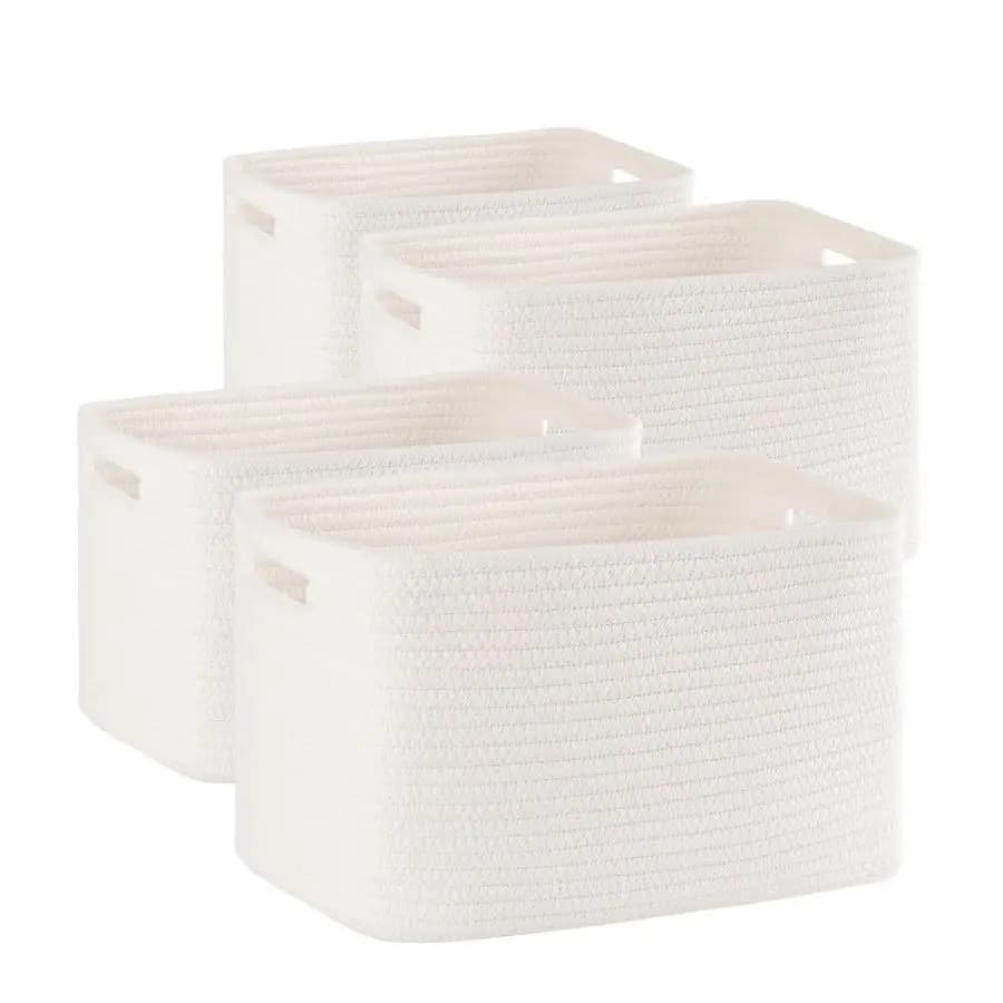 Cesti portaoggetti per organizzare giocattoli, asciugamani e vestiti, cesto intrecciato per scaffali, contenitori a cubo robusti per cameretta, 1