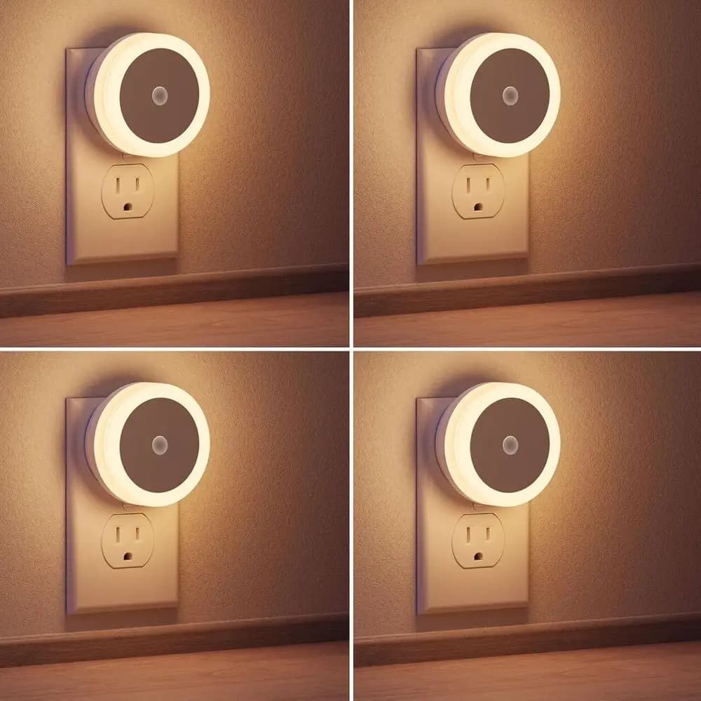 Luci Notturne LED Briignite per Bambini da Collegare alla Presa [Confezione da 4], Luce Notturna con Sensore di Luminosità per Cameretta, Bagno, Scale, Corridoio