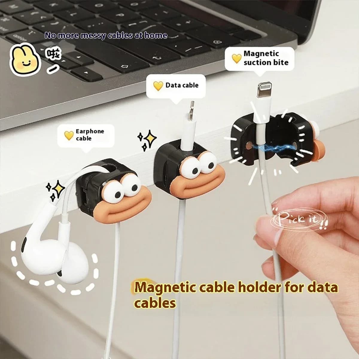 Magnetic Desk Cable Clips for Office Organizer Table Protection Wrap Spin for Row Support for USB Fixed Self-adhesive Charging Line