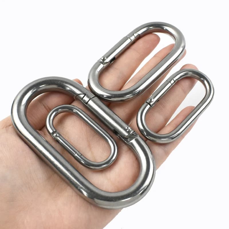 5/10 Pezzi Ganci in Acciaio Inossidabile 50-100mm, Anelli Ovali, Moschettoni a Scatto, Chiusure a Scatto per Collari per Cani, Accessori Fai da Te
