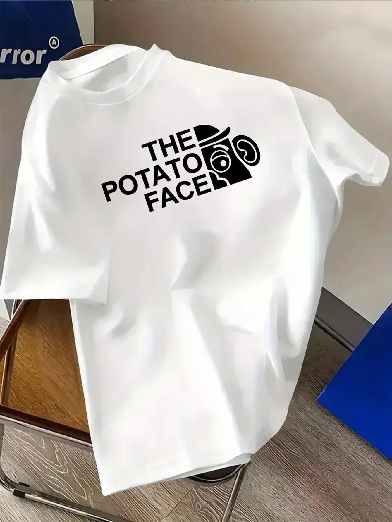 Stylish Men's T-shirt, 100% Cotton, Pattern Print, Simple, Casual, Comfortable, Loose Fit, Hip Hop Style