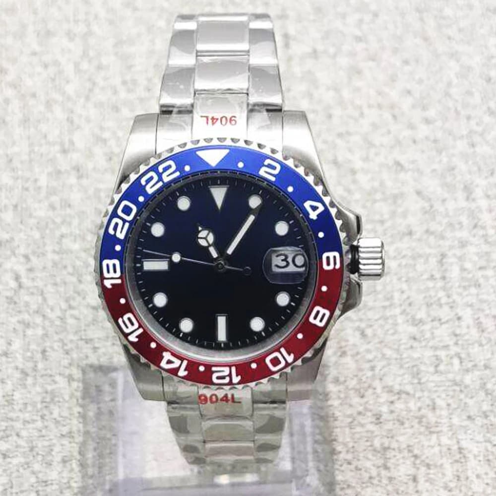 PARNSRPE Men Automatic Watch 40MM NH35 Mechanical Wristwatch C3 Luminous Sapphire Mirror Stainless Steel Dive Watches