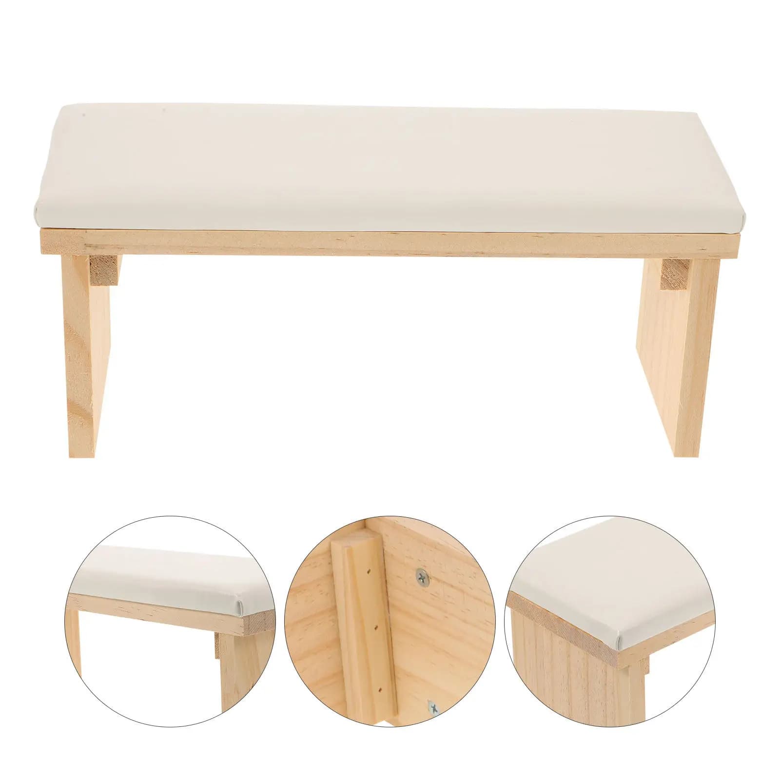 Cuscino Poggiabraccio per Manicure, Supporto per Mani in Legno, Accessorio per Tavolo da Nail Art 30x13x12cm