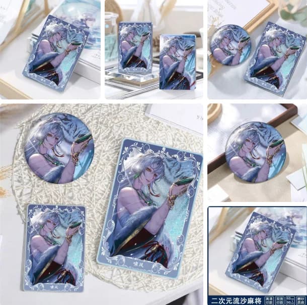 3pcs/set Path To Nowhere Anime Xiaofeng Cosplay Acrylic Quicksand Mahjong Quicksand Brick Brooch Button Clothes Badge Badge