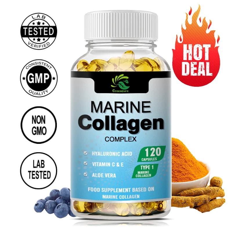 Greensure Marine Collagen - With hyaluronic acid, biotin and blueberry Joint support, hair, skin, nails, cartilage and general health