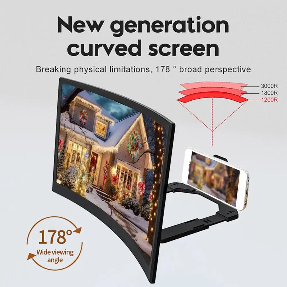 Supporto per telefono con lente d'ingrandimento per schermo curvo per dispositivi mobili Staffa antiscivolo portatile per visualizzatore di distanza di film