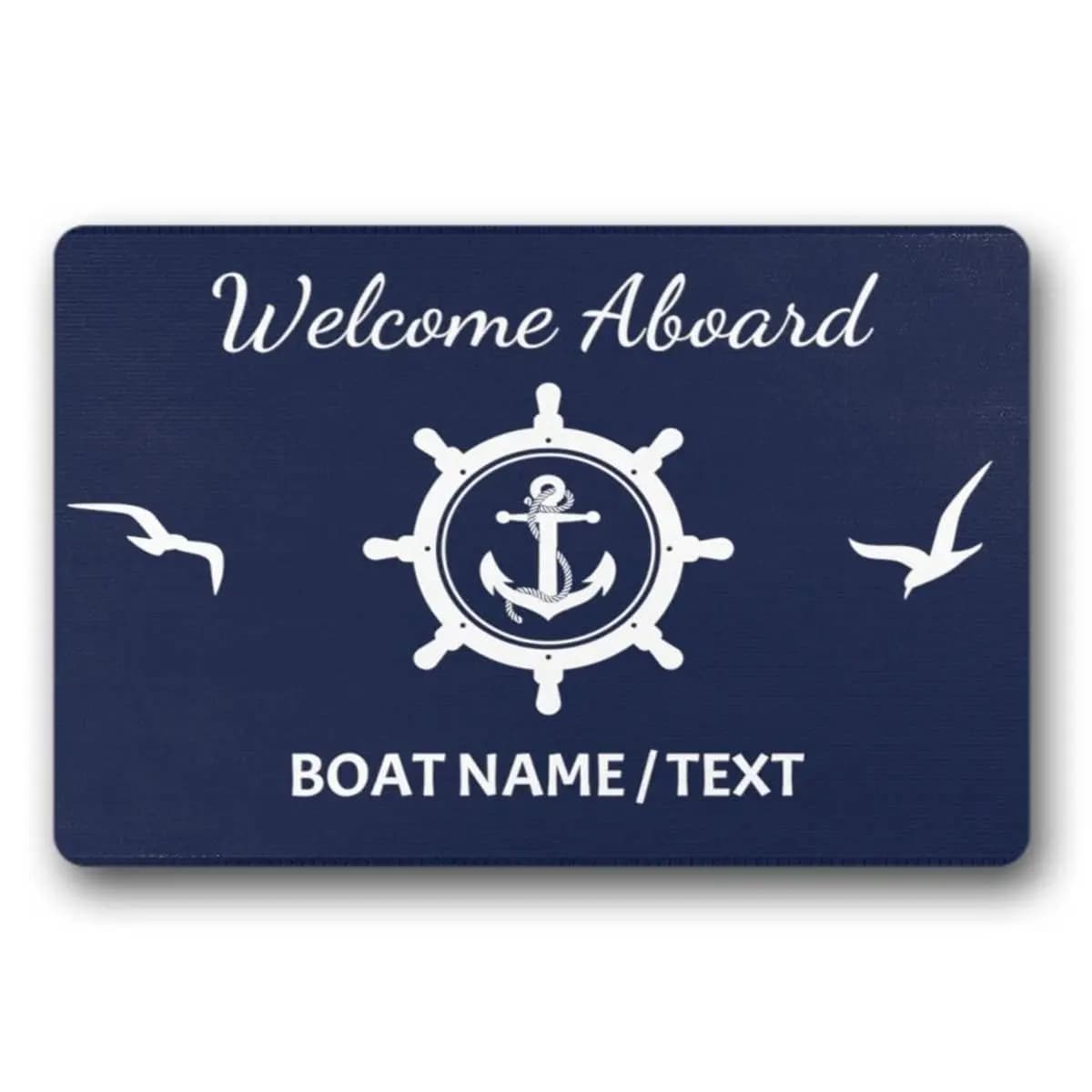 Tappetini personalizzati per porte per barche di benvenuto, tappetino di benvenuto con supporto in gomma, tappeto nautico con ancora, regalo per interni ed esterni
