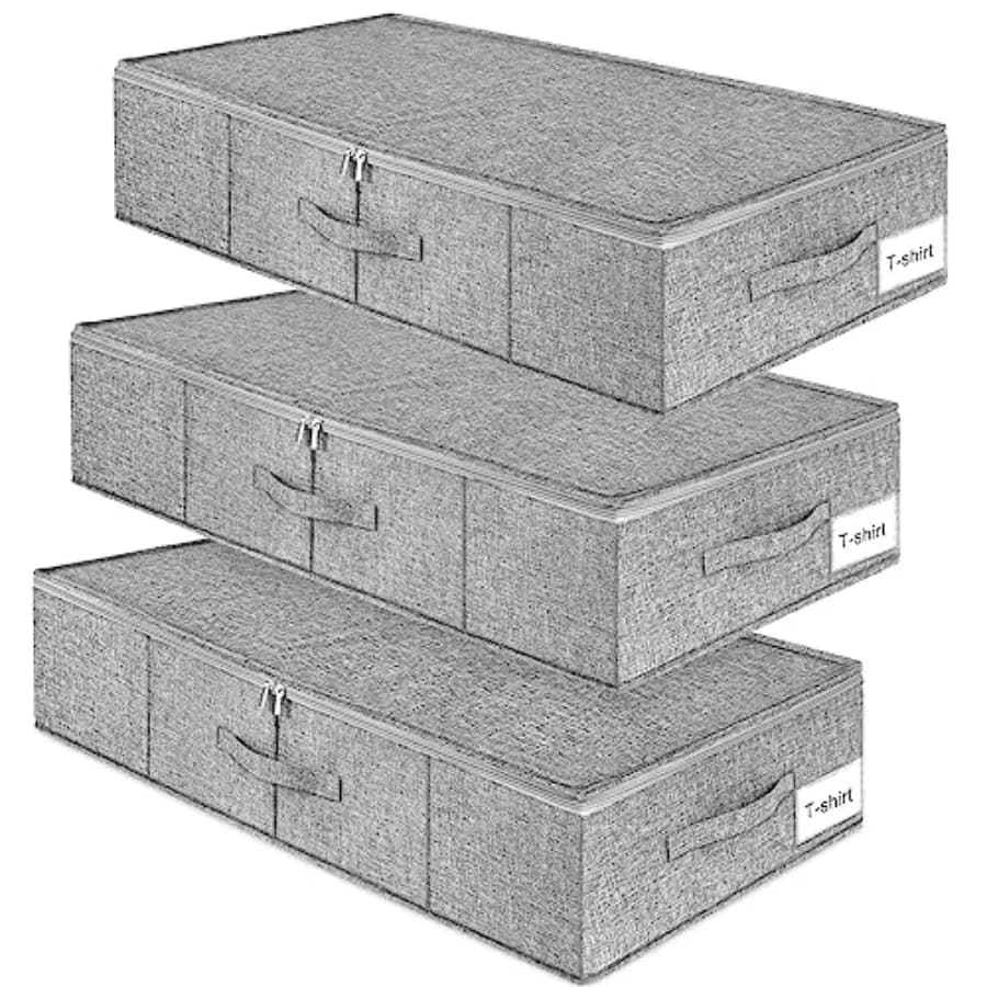 Contenitori Sottoletto 3 Pezzi, Borse Portaoggetti con Coperchio, Organizer Pieghevole Robusto per Vestiti con 3 Maniglie