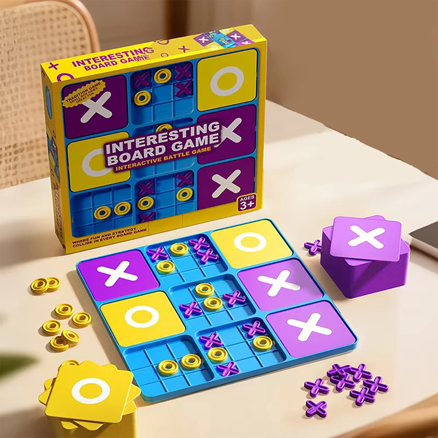 Gioco di Scacchi a Nove Griglie per Bambini, Giocattolo Educativo per Allenamento del Pensiero Logico, Gioco da Tavolo Interattivo Doppio