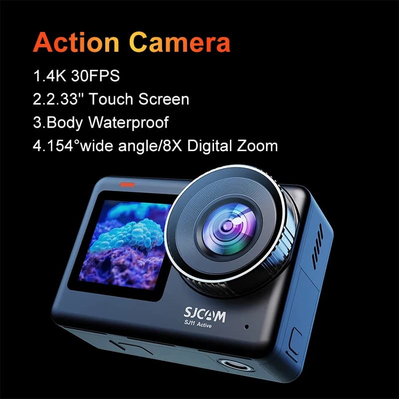 SJCAM SJ11 Action Cam 4K 30FPS con Schermo Touch da 2,33", Impermeabile, WiFi 5G, Doppio Schermo, Video HDR, Videocamera Sportiva