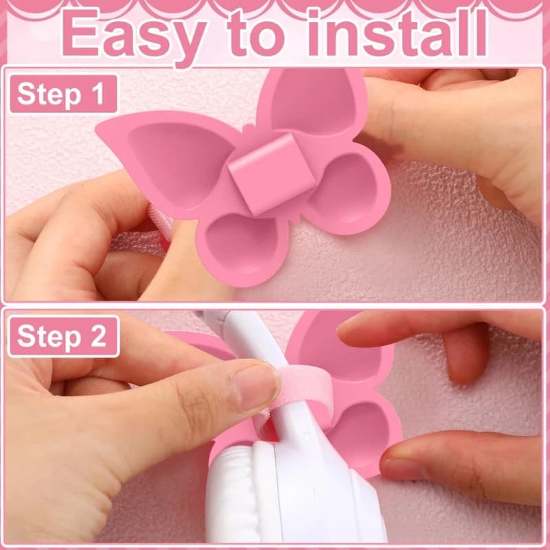2 pezzi accessori per auricolari bowknot in silicone cuffie attacco per gioco decorazione attacco per cuffia per donna